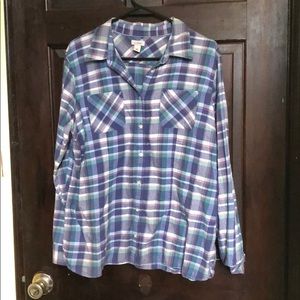 LL Bean large violet flannel button down shirt